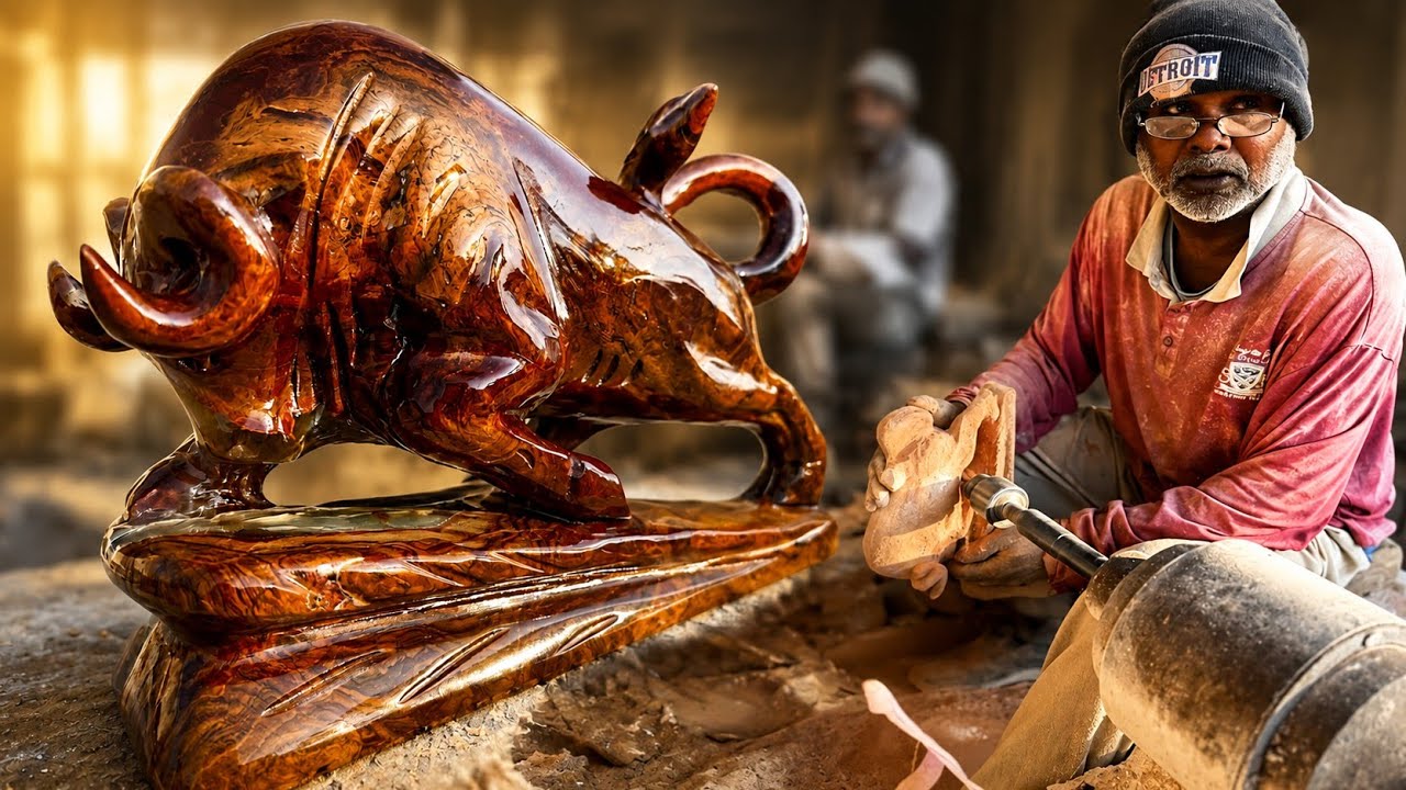 Amazing Skill || Making Bull in Red Onyx Marble