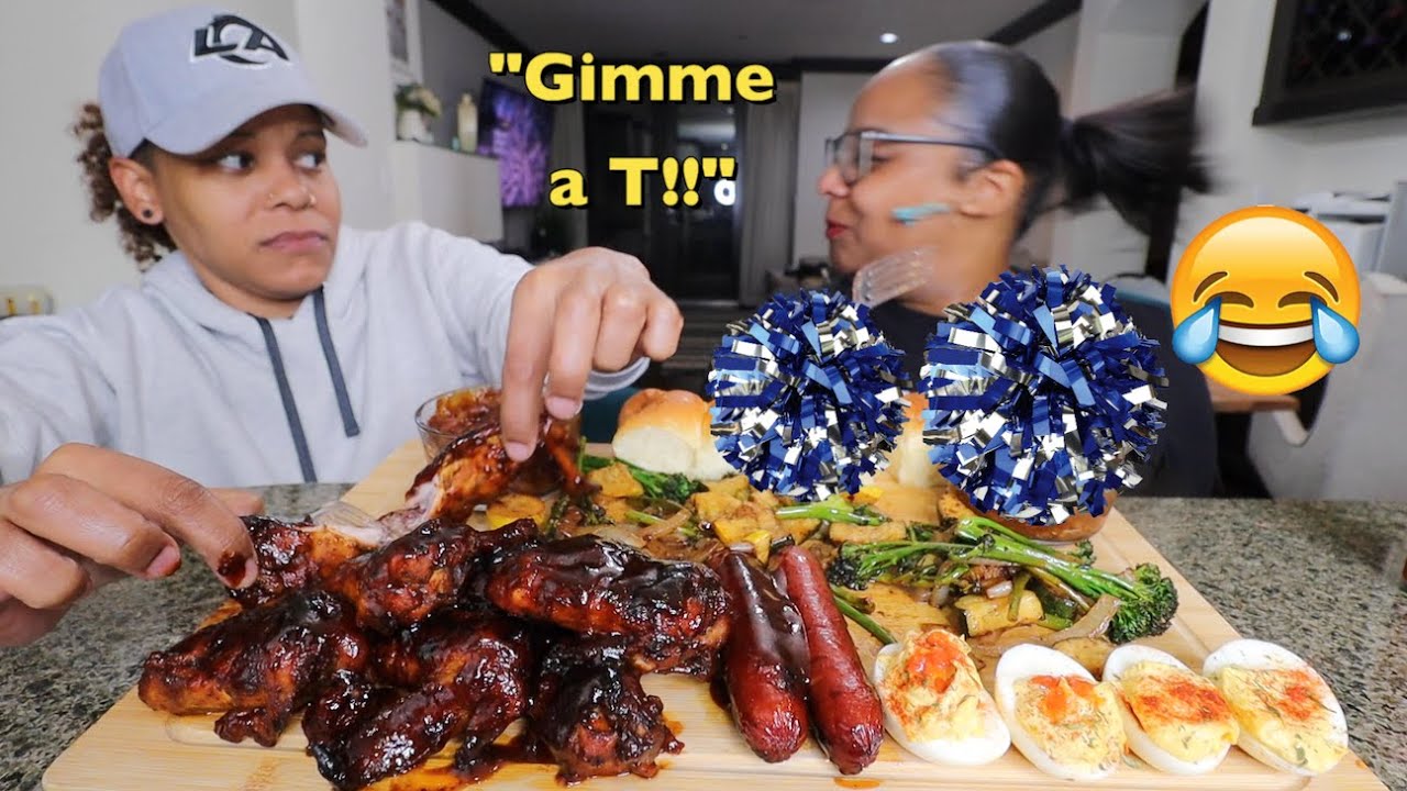 ACTING LIKE A CHEERLEADER THE ENTIRE VIDEO MUKBANG PRANK ON MY WIFE