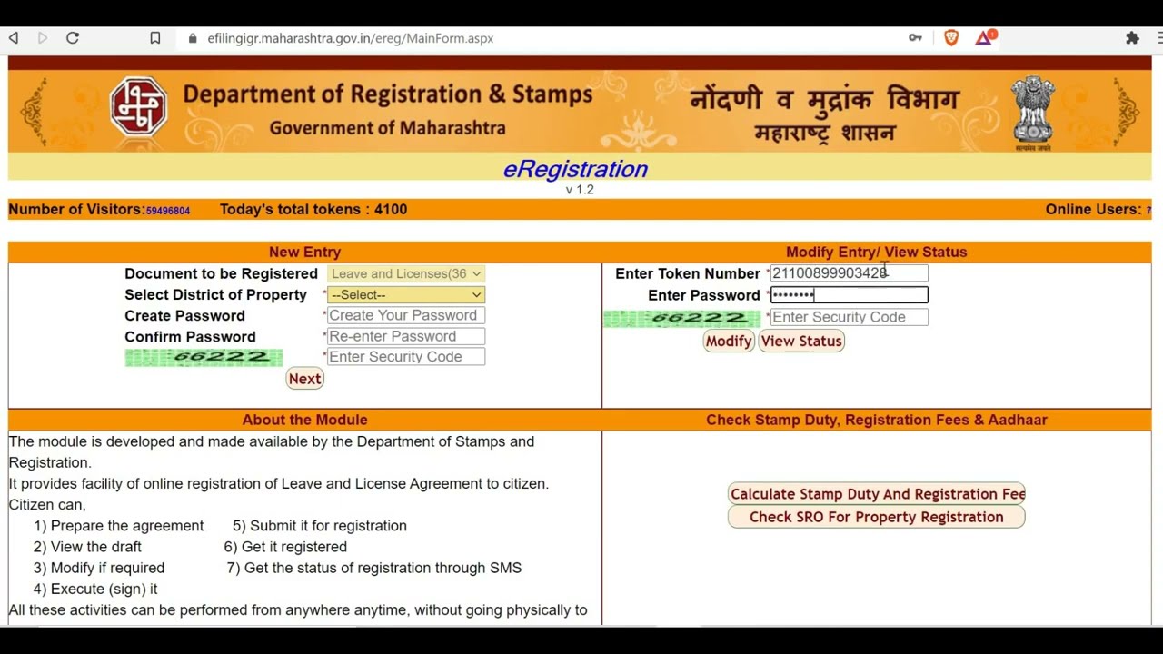 Online Rent/Leave & License Agreement Registration Process