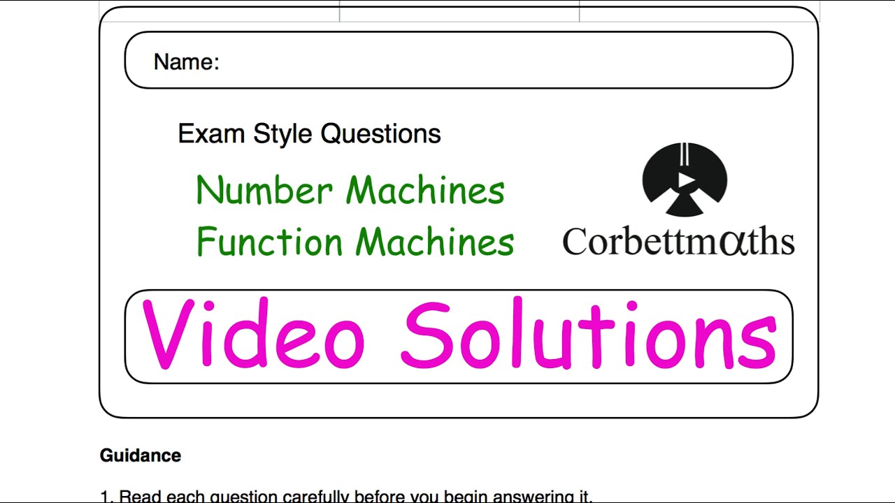 Function Machines Answers - Corbettmaths