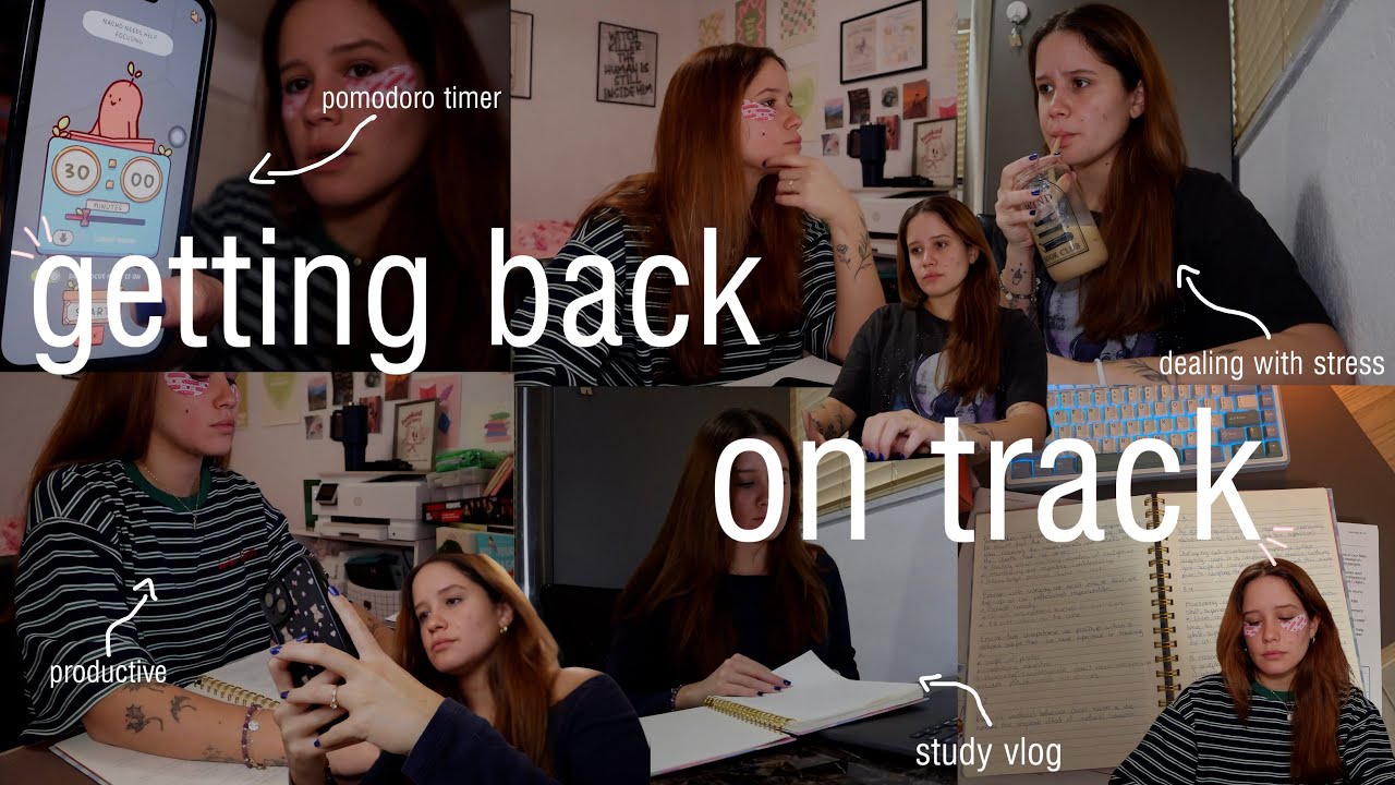 STUDY VLOG  🩷📚 |  getting back on track, pomodoro timer, chatty, dealing with stress ☁️