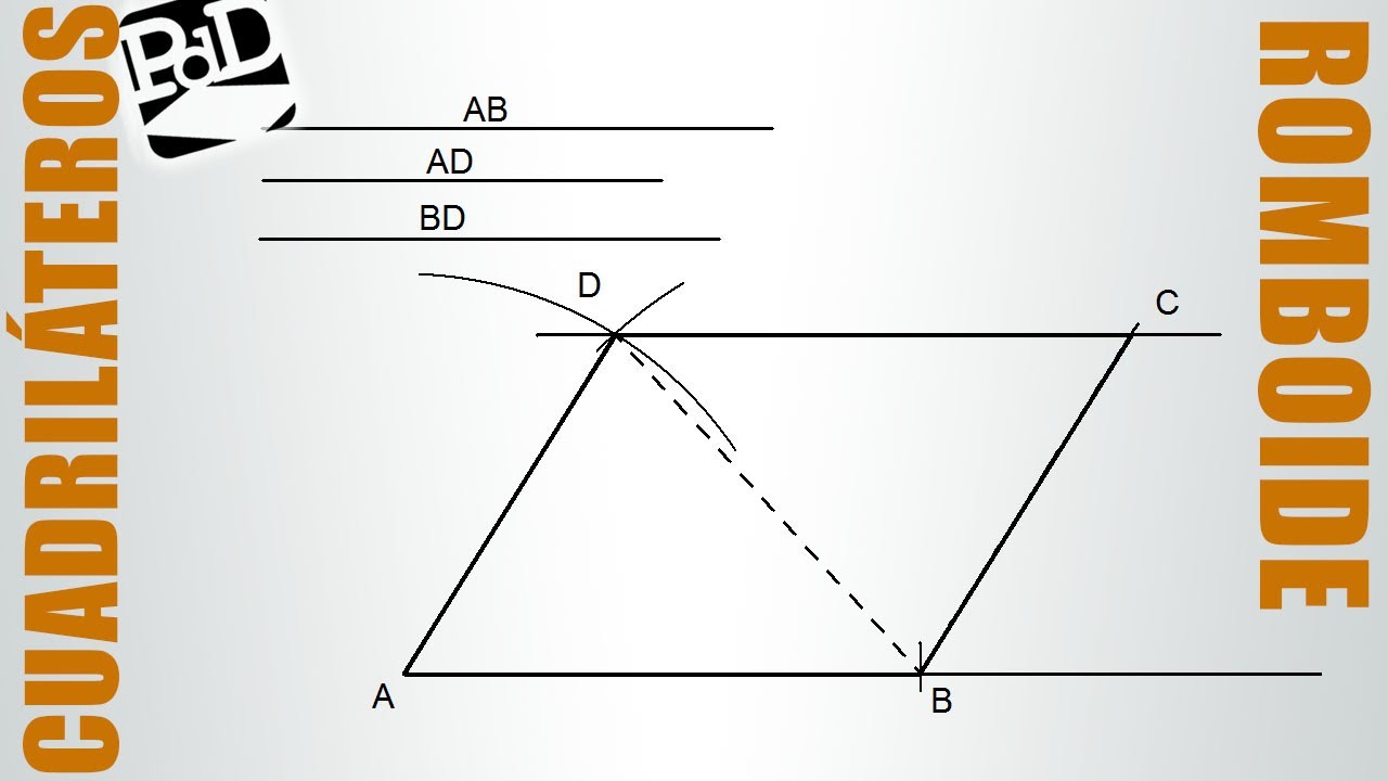 Romboide conociendo sus lados y una diagonal (Cuadriláteros).