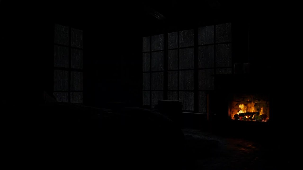 Fall Asleep Fast 😴 Cozy Window Rain, Soft Fire Crackles & Faraway Thunder