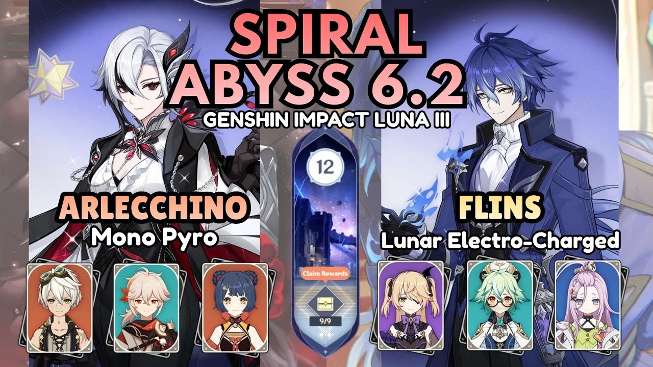 SPIRAL ABYSS 6.2 - ARLECCHINO MonoPyro & FLINS F2P - GI LUNA III [GENSHIN IMPACT]