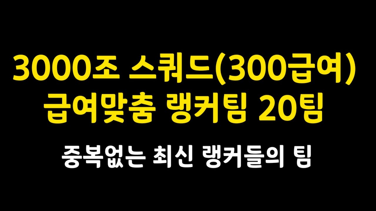 3000조 스쿼드 300급여 맞춤 랭커팀 20개