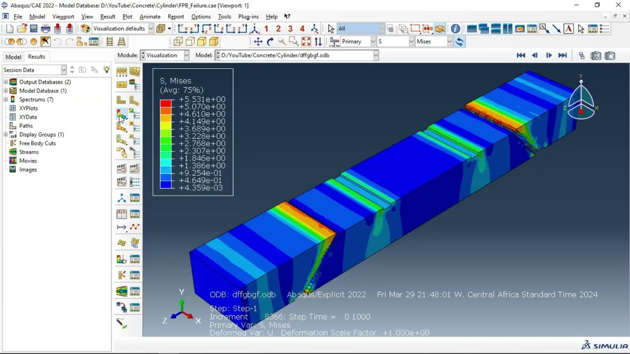 Abaqus Tutorial: Four point bending test on Concrete beam # Element deletion in ABAQUS