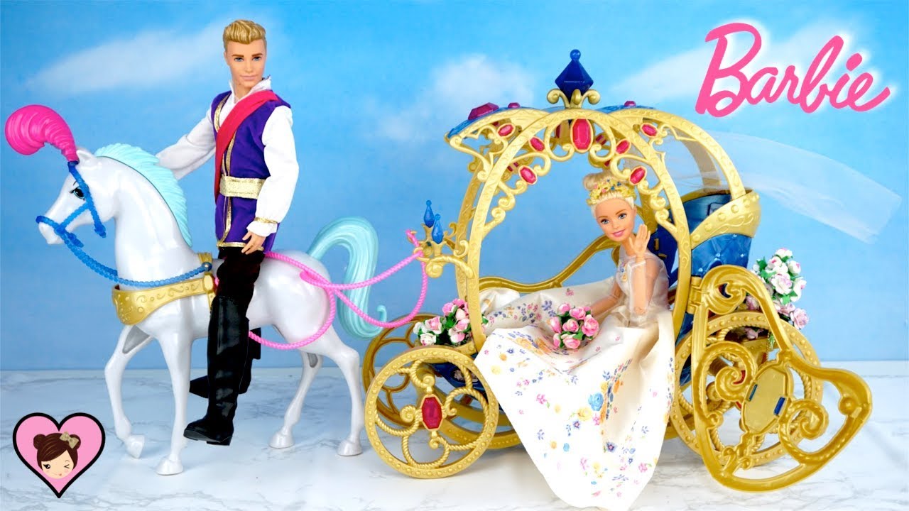 Princess Barbie Cinderella Wedding Day Morning Routine with Fairytale Carriage