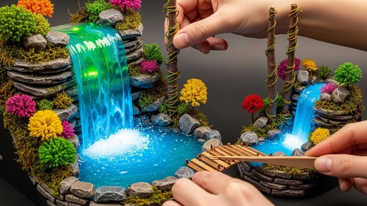 From Empty Base to Living Waterfall — Full Miniature Nature Journey in Cinematic Macro