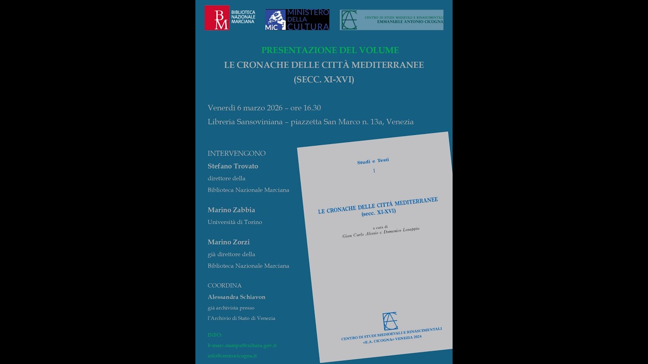 Presentazione della pubblicazione “Le cronache delle città mediterranee”