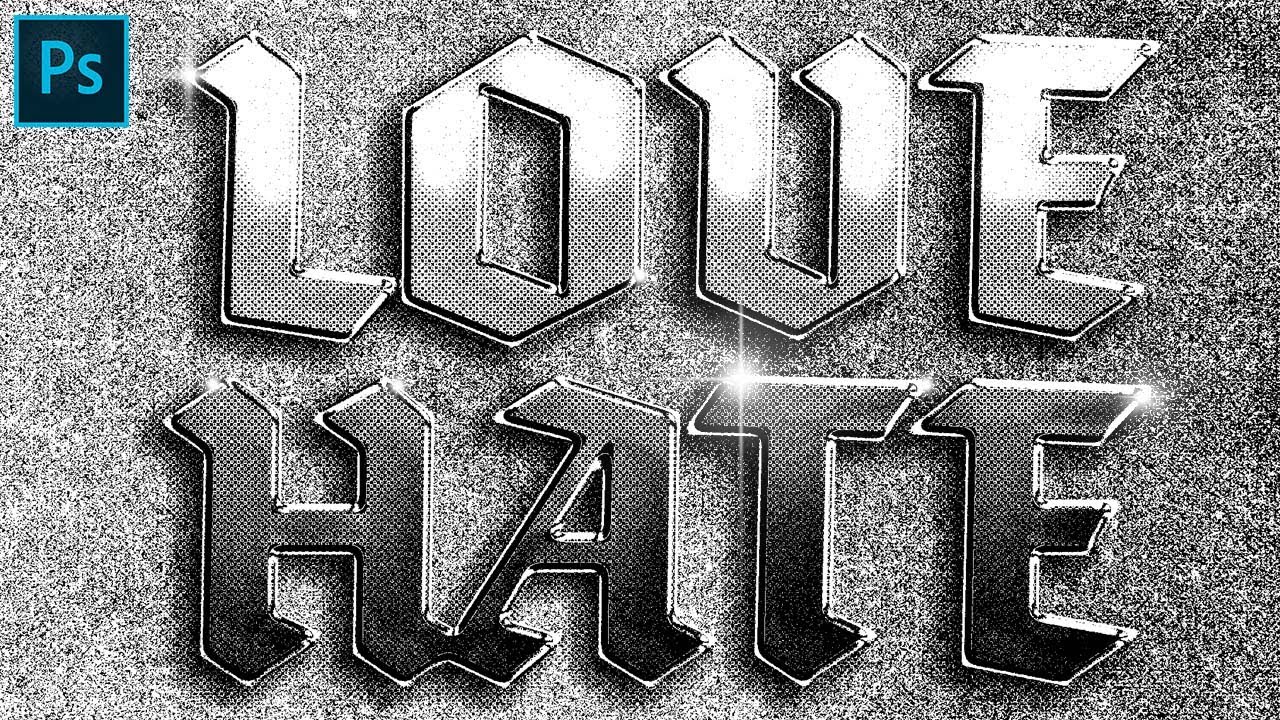 How To Make Halftone Chrome Type in Photoshop