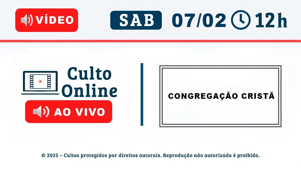 CULTO ONLINE CCB - 07/02/2026 - PALAVRA APOCALIPSE 21 - CCB Santo Culto a Deus