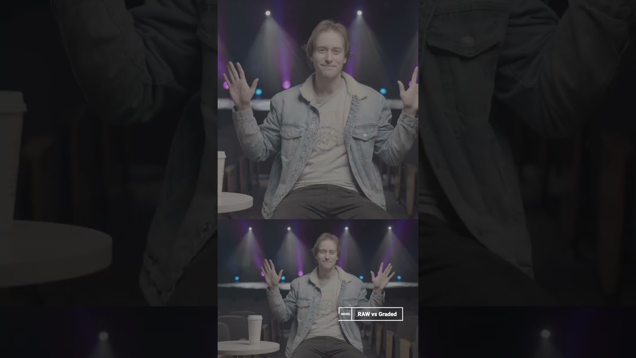 Interview lighting with stage lights and haze