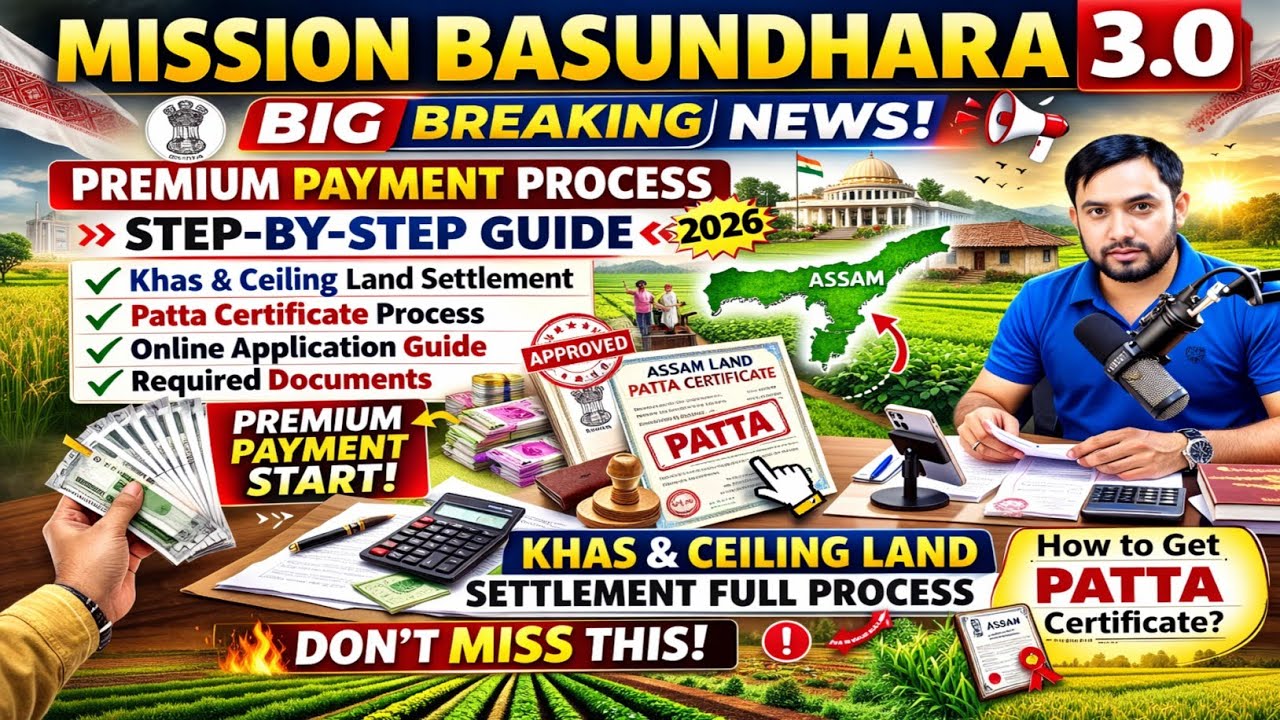 Mission Basundhara 3.0 Premium Payment Process 2026 | How to Get Patta for Khas & Ceiling Land