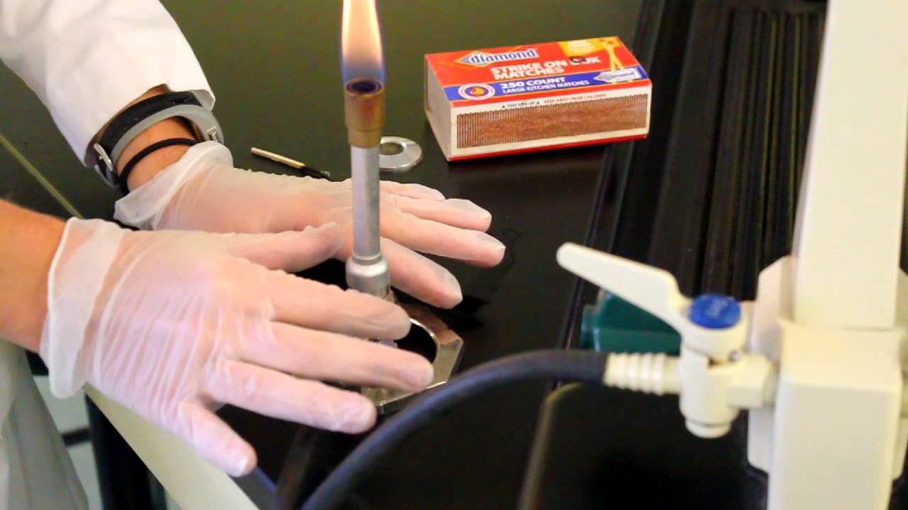 Lighting a Bunsen burner