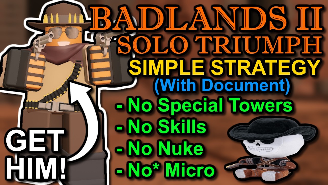 Badlands II SOLO Triumph w/ NO Special Towers, NO Skills, and NO Nuke! [EZ Strategy] (TDS Roblox)