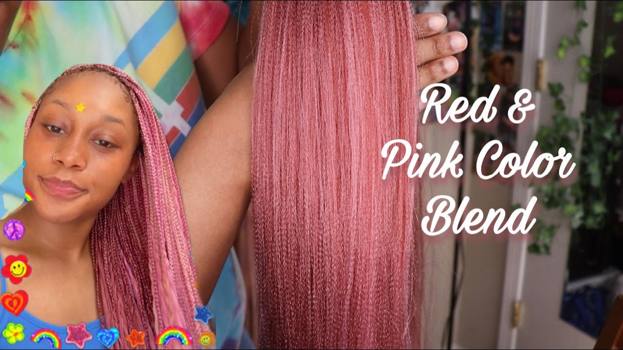 Red and Pink Ombré Braiding Hair Blend