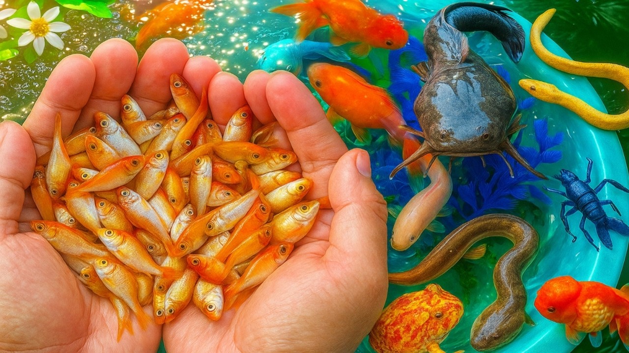 Amazing Catch Color Fish In Small Pond Turtle, Catfish, Gold Fish, Koi Fish #fish #fishing #petfish