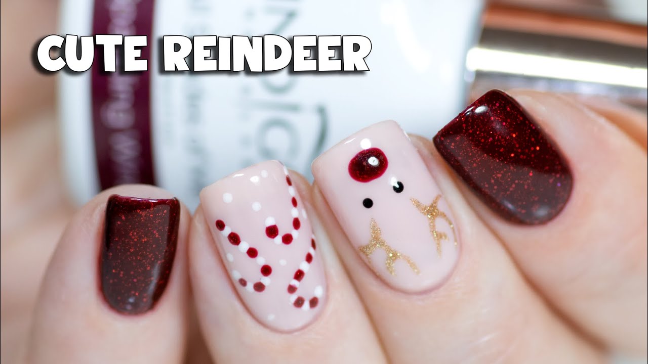 REINDEER & CANDY CANE NAIL ART | Easy Christmas Nails