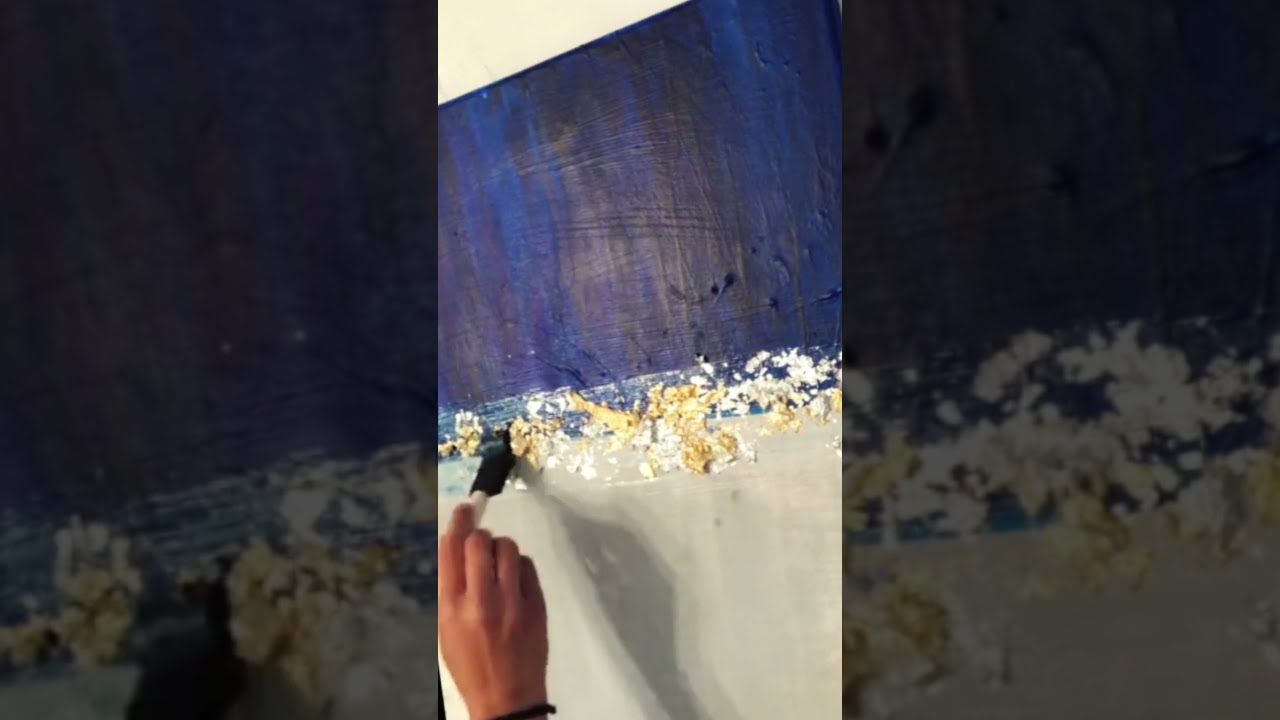 Blue, Silver Leaf, Silver and Gold Glitter Wall Art