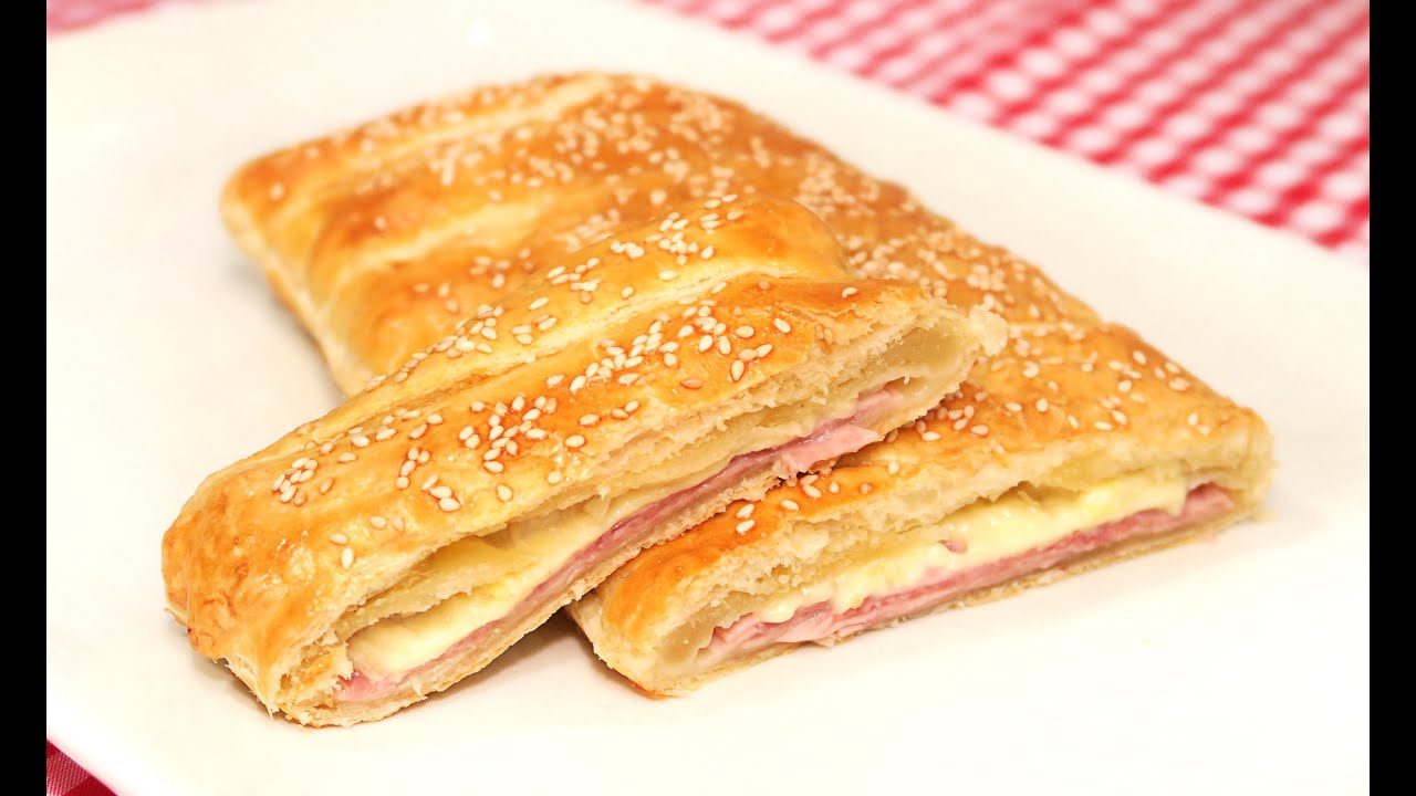 Trenza de Hojaldre rellena de Jamón y Queso