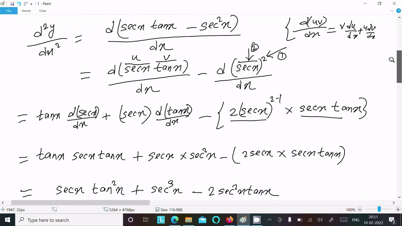 If y = secx - tanx , show that cosx d²y/dx² = y²