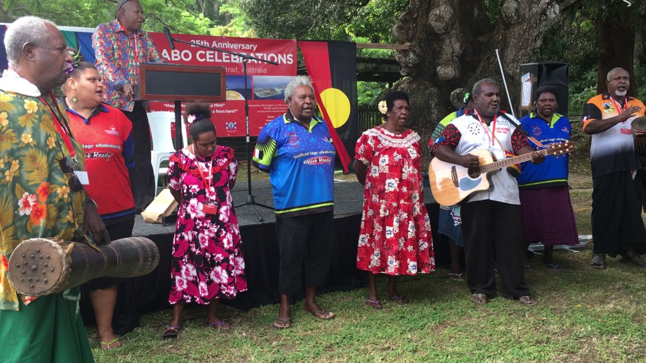 Torres Strait Islanders singing at the Mabo Day celebrations, Mer Island, 3 June 2017