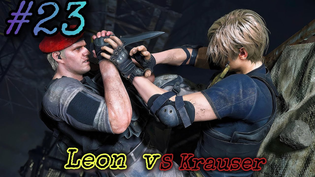 Resident Evil 4 REMAKE Ps4 slim #23  a batalha de Leon vs Krauser 