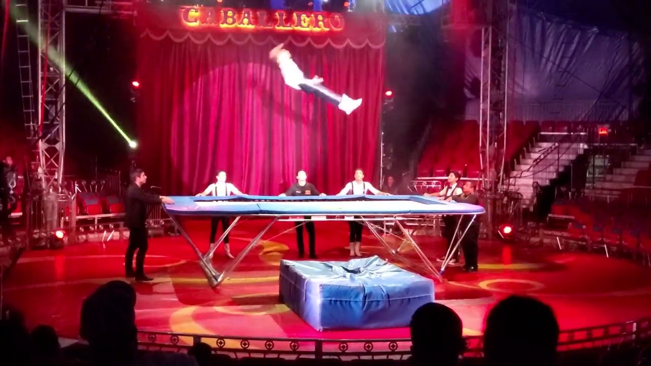 Circus 🎪 Caballero 2024: Trampoline + Tightrope walker on a bicycle 🚲