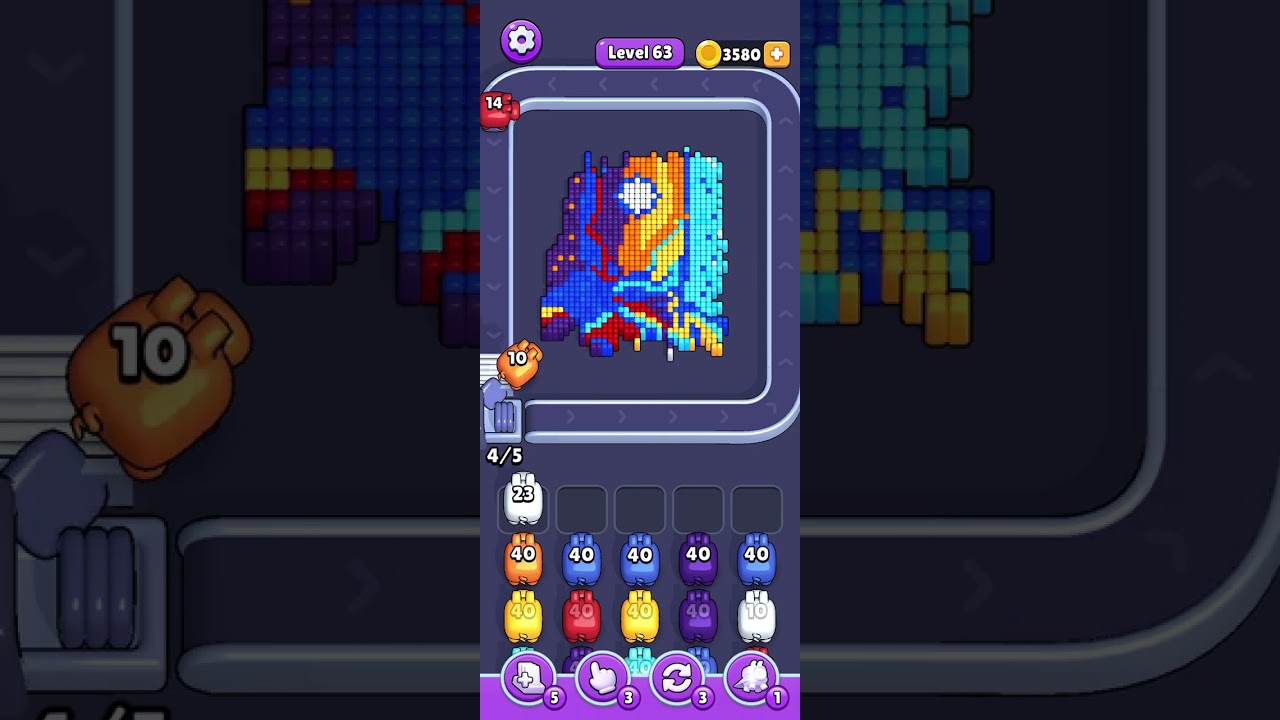 Pixel Flow Level 63 Solution #pixelflowpuzzlegame #pixelflow #pixelflowgame #level63