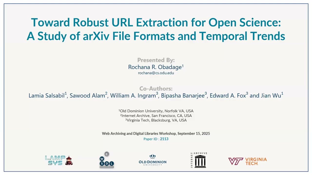 WADL 2025 - Toward Robust URL Extraction for Open Sci: Study of arXiv File Formats & Temporal Trends