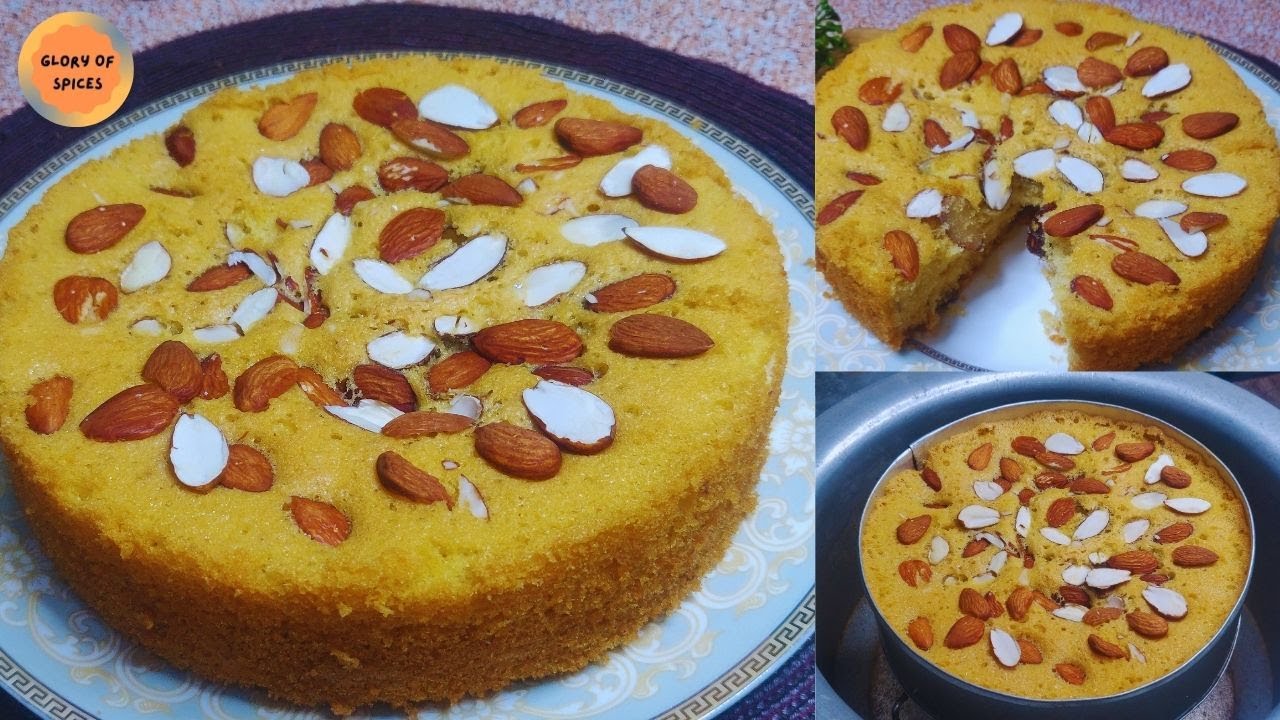 Soft & Moist Almond Cake Recipe | Easy Homemade Almond Cake Without Oven | Glory of Spices