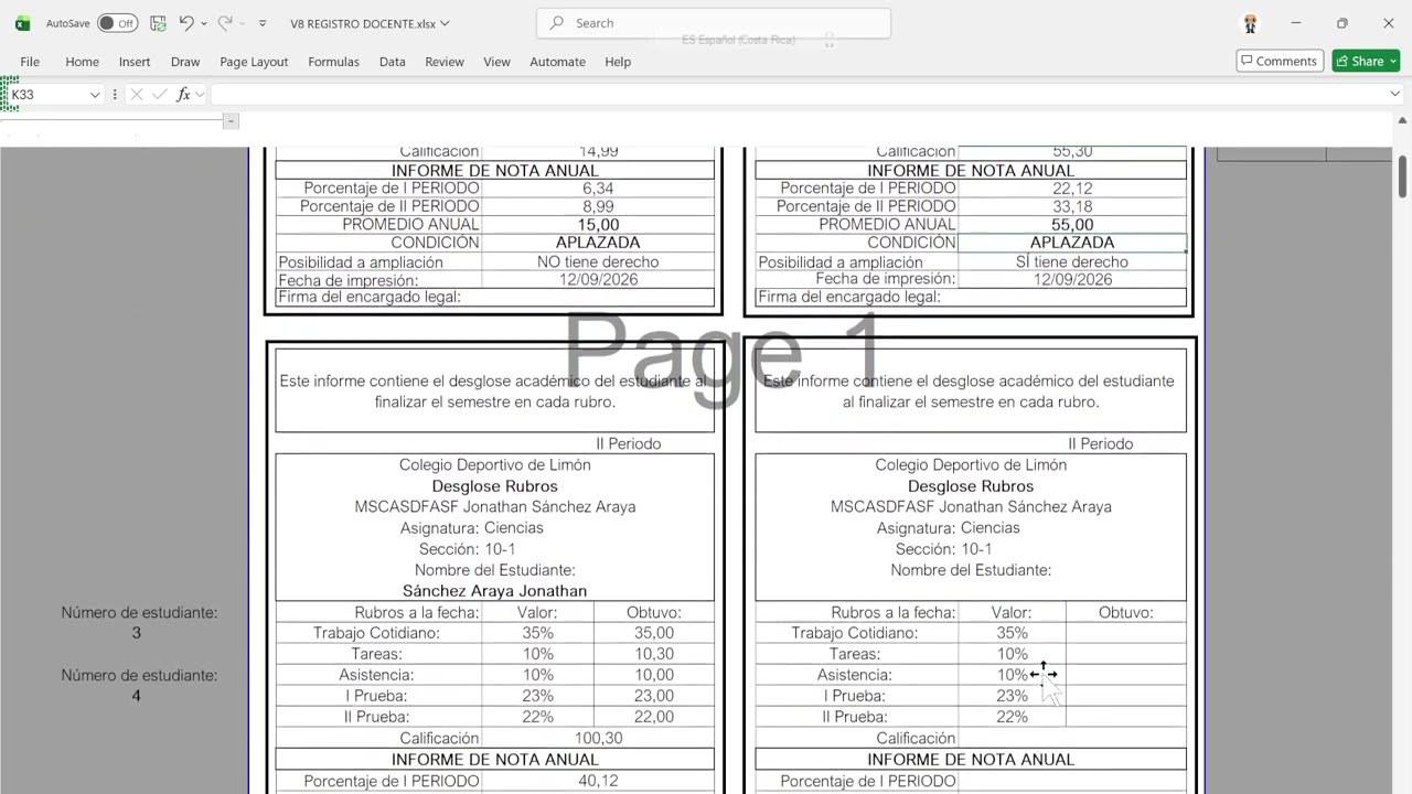 DESGLOSE ANUAL Y II PERIODO DEL REGISTRO DOCENTE