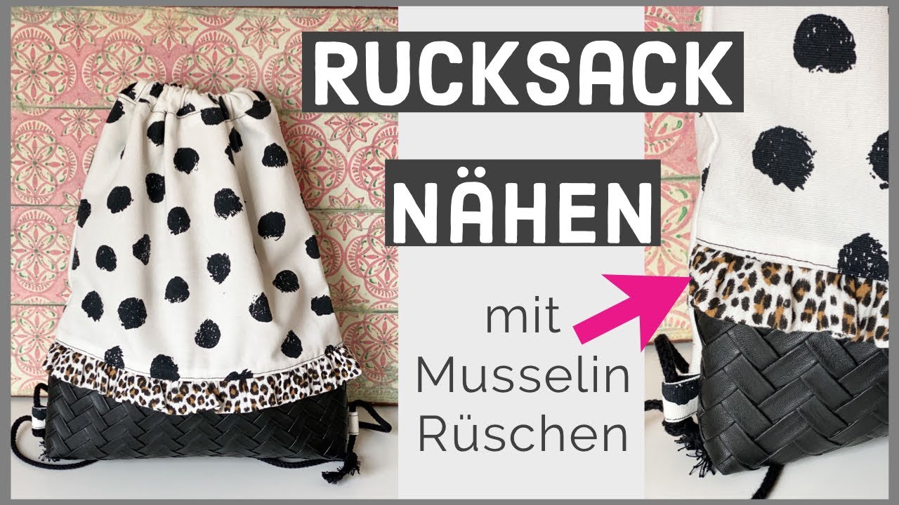 Turnbeutel mit Rüschen nähen, kostenlose Anleitung schnell und einfach, Rucksack