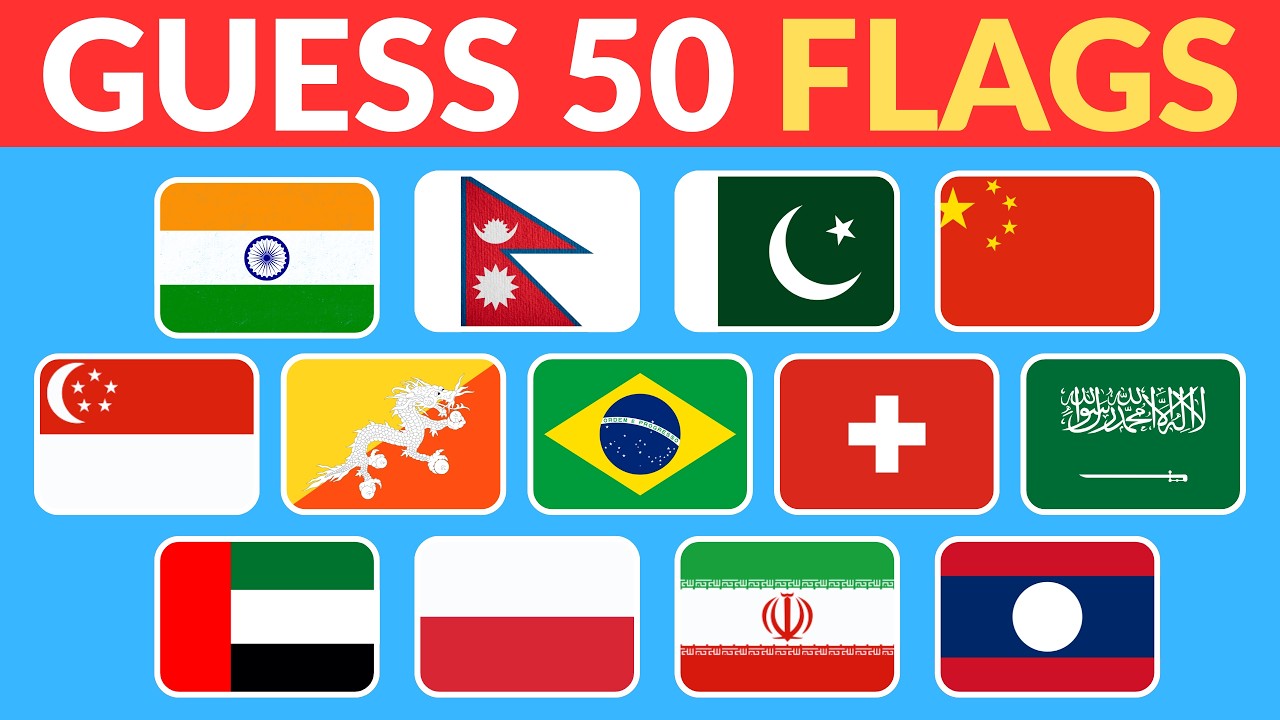 Guess The Flag Quiz 🚩 | 50 Country Flag Quiz 2026
