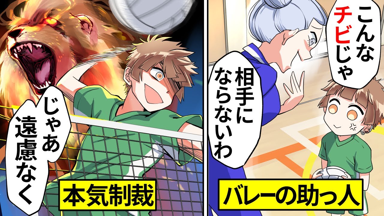 【アニメ】チビだと馬鹿にされていた運動神経抜群の元ヤンがバレーボール対決で本気を出した結果【漫画動画】