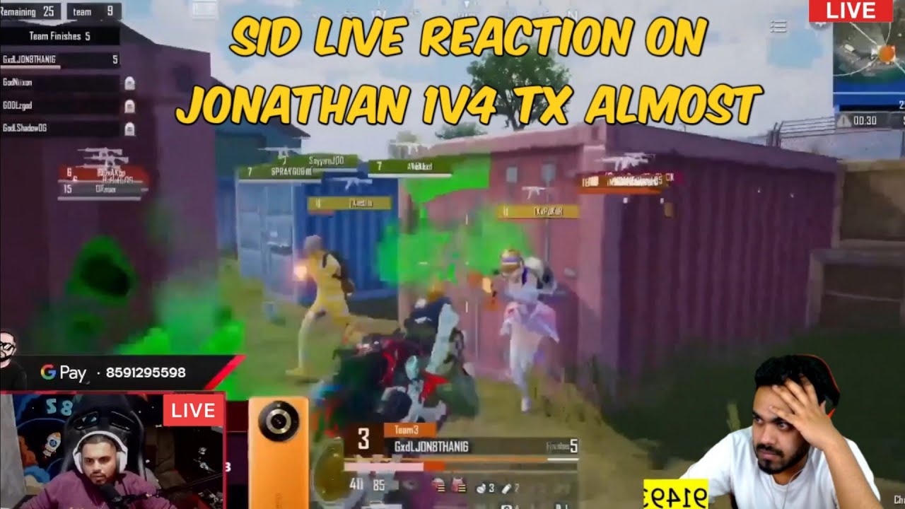 Jonny 1v4 Tx, Sid Live Reaction | Jonny 1v4situation tx sid,mamba reaction | upthrust esports