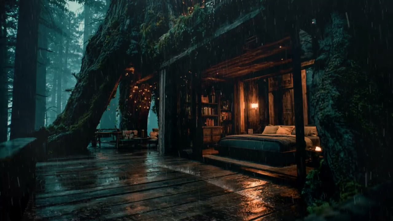 Dark Forest Rain Sounds 🌲 | Night Ambience for Deep Sleep