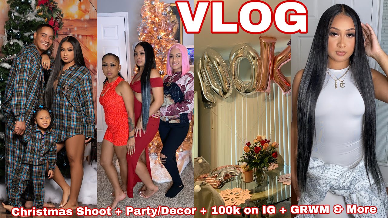 VLOG | Christmas Shoot + Party/Decor + 100K on IG + GRWM & More