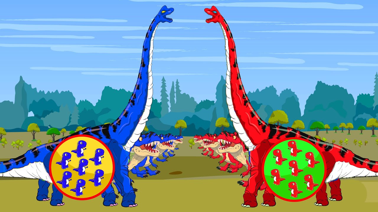 BLUE DINOSAUR vs RED DINOSAUR Brachiosaurus Pregnant: Who Is The King Of Monster in Jurassic World??