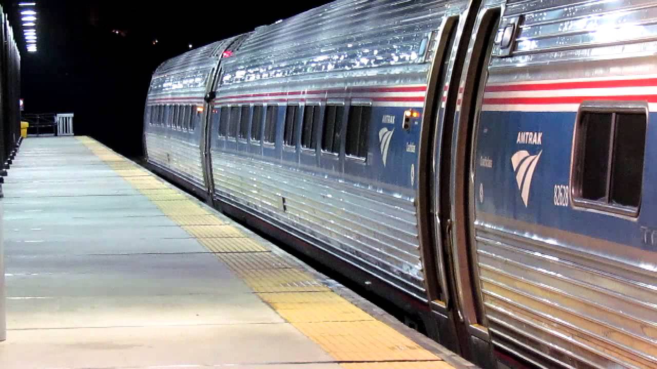 MARC and Amtrak trains late night at BWI