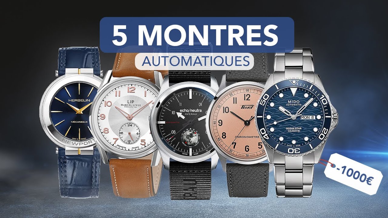 5 MONTRES Automatiques à moins de 1200€ en 2024 (Herbelin, Echo/Neutra, Lip, Tissot & Mido) 🎁