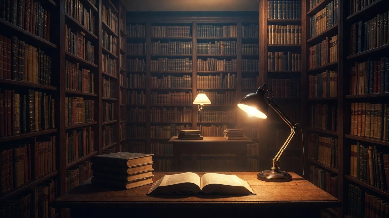 Midnight Library Reading Ambience | 1 Hours Calm Focus Soundscape