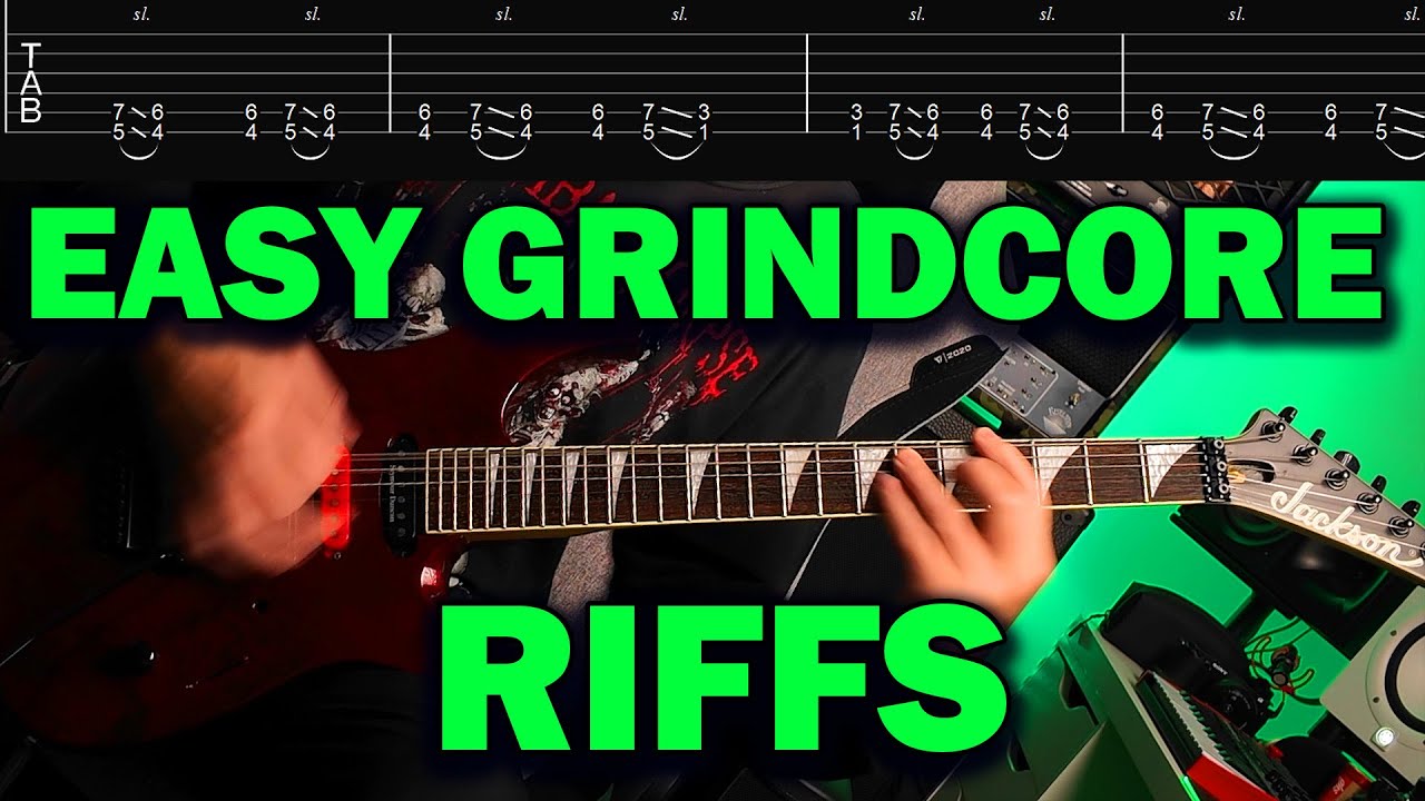 Легкие риффы в стиле грайндкор с табулатурами