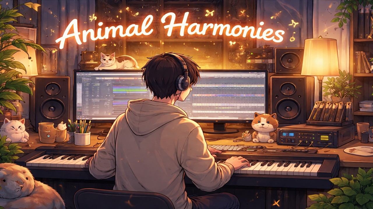 The process of creating relaxing piano music with Animal Harmonicas.