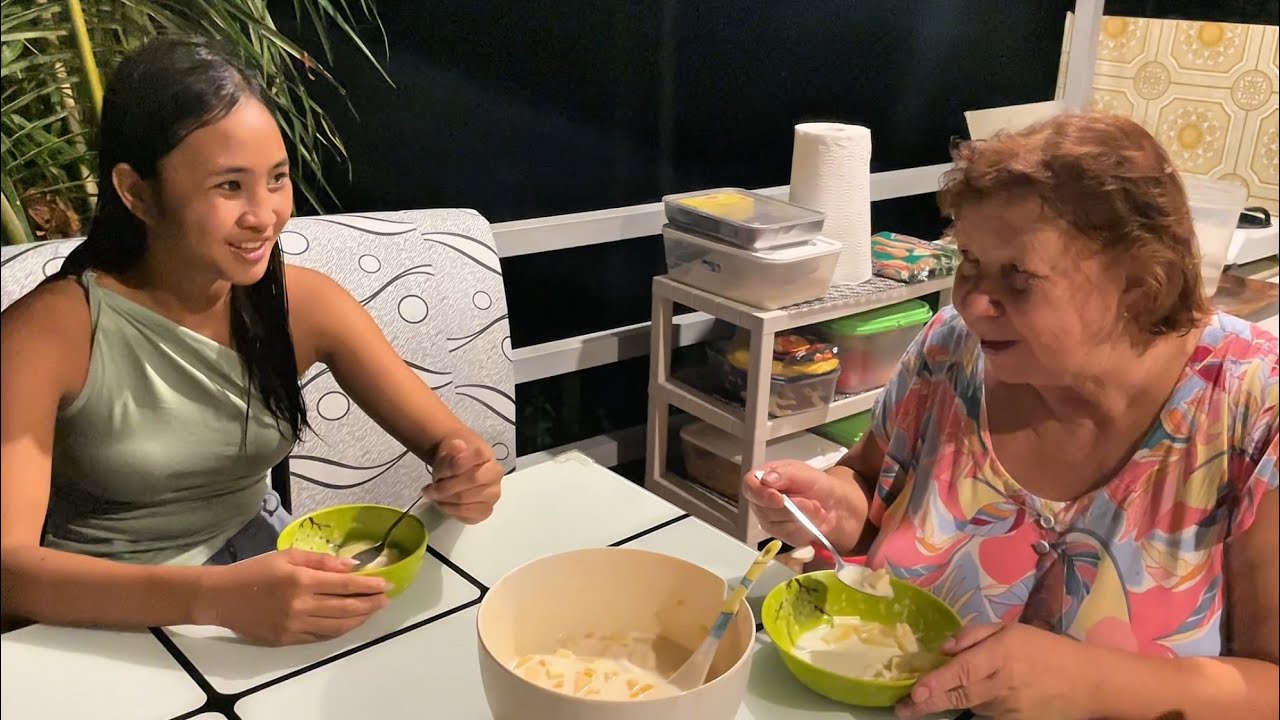 MY FILIPINA GIRLFRIEND MAKING BUKO SALAD FOR MY MOM! Spending time together!