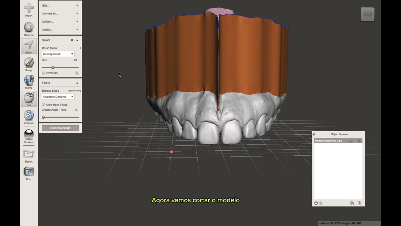 Modelo de trabalho usando o Meshmixer