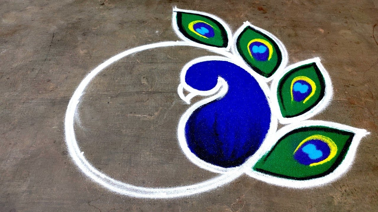 Newyear 2026 simple mayil kolam|Newyear beautiful peacock rangoli|Newyear muggulu |Amazing rangoli