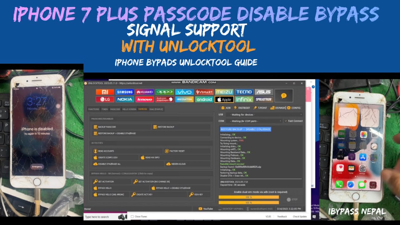 Iphone 7 plus passcode disabled bypass with signal by unlocktool, iphone disabled bypass with signal
