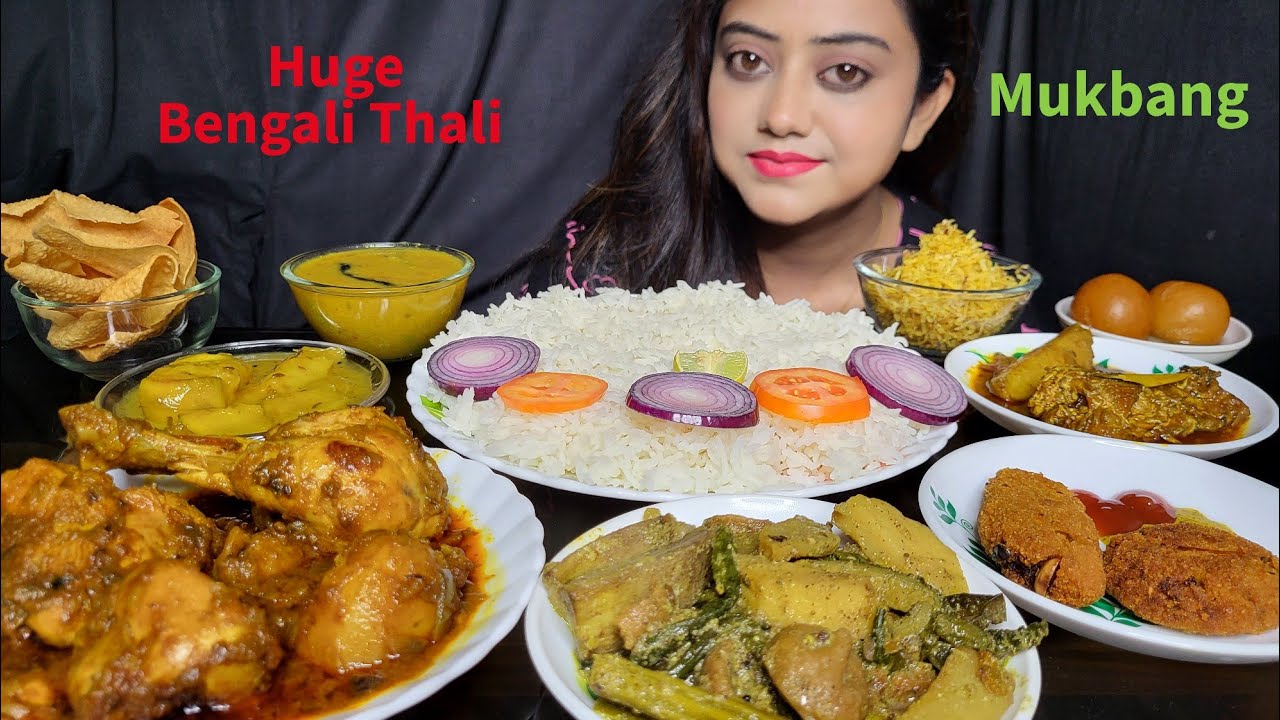 ASMR EATING SHOW- Rice, Dal, Sukto, Chop, Katla Kaliya, Chicken Kosa, Sweets || Mukbang || Big Bites