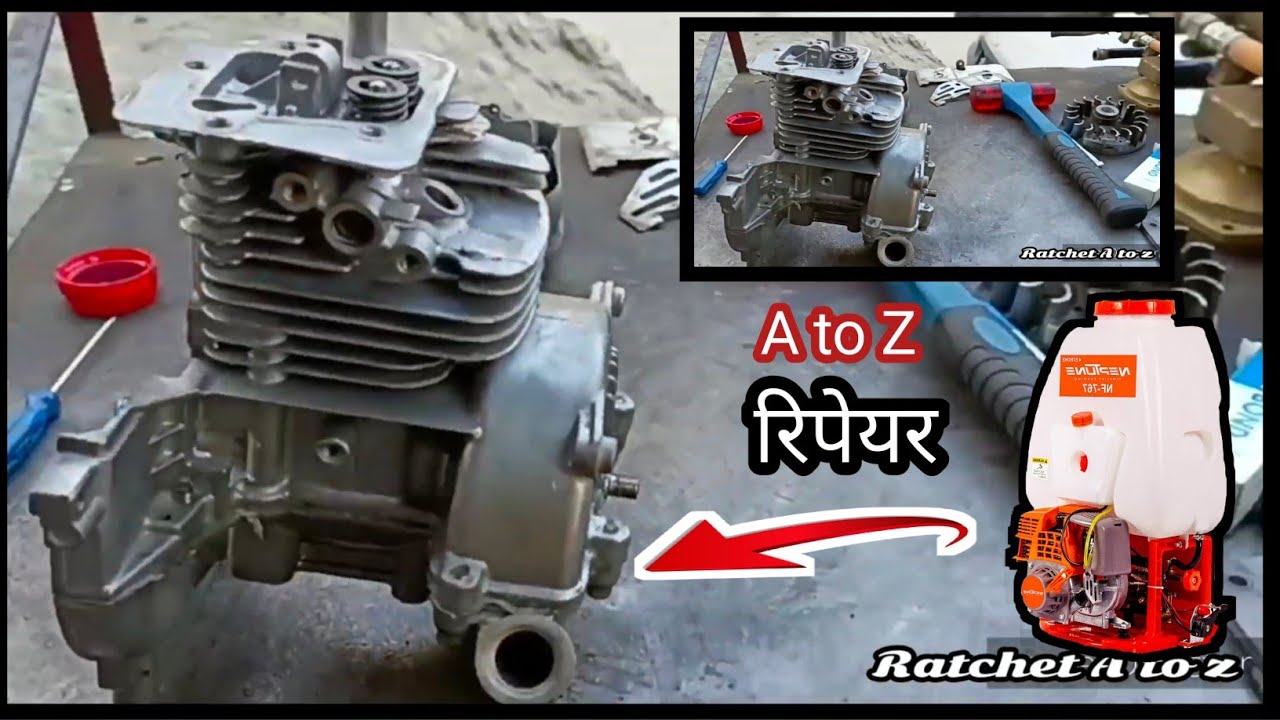 4 stroke 39 CC petrol engine block piston full repair//फुल रिपेयर स्प्रे पंप एग्रीकल्चर